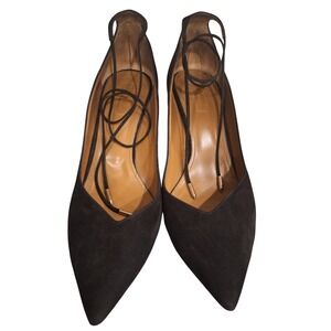 Aquazzura Womens Black Leather Lace Up Stiletto Gladiator Heels Size 40